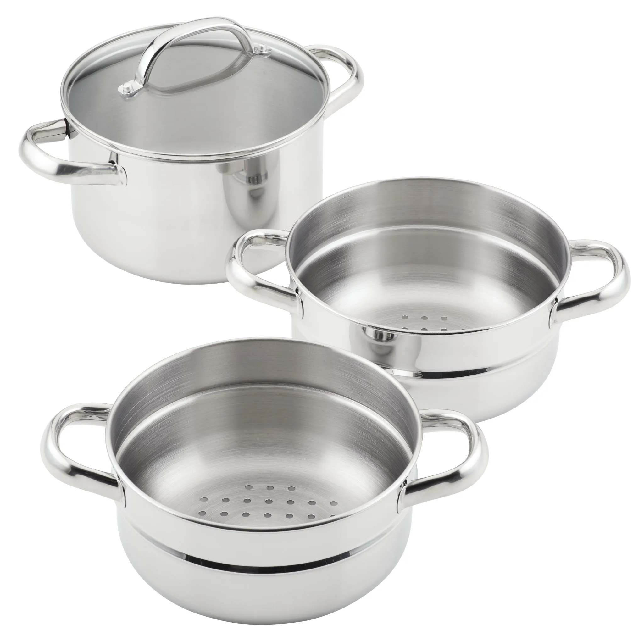 4-Quart Stainless Steel Steamer and Double Basket Set