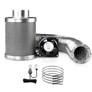 4"Ventilation Kit Fan Hydroponics Grow Tent Kit Carbon Filter Duct