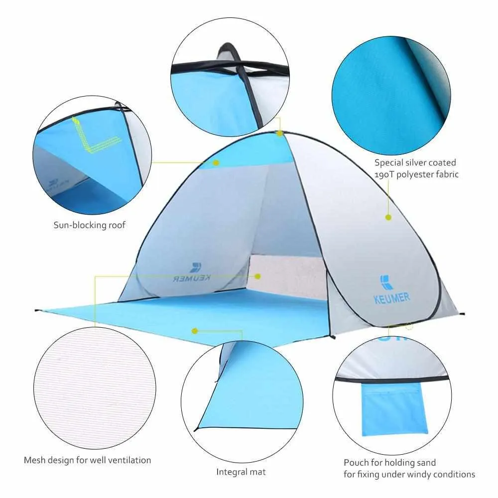 Automatic Pop Up Tent - Breathable Anti UV 2-4 Persons Instant Pop Up Beach Tent