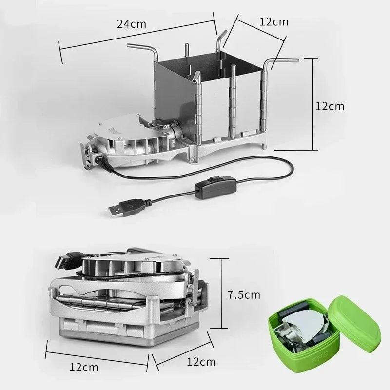 BRS-116 Portable Palm-sized Camping Outdoor Wood-burning Stove Charcoal Burner BBQ Furnace Electronic Blower Stove