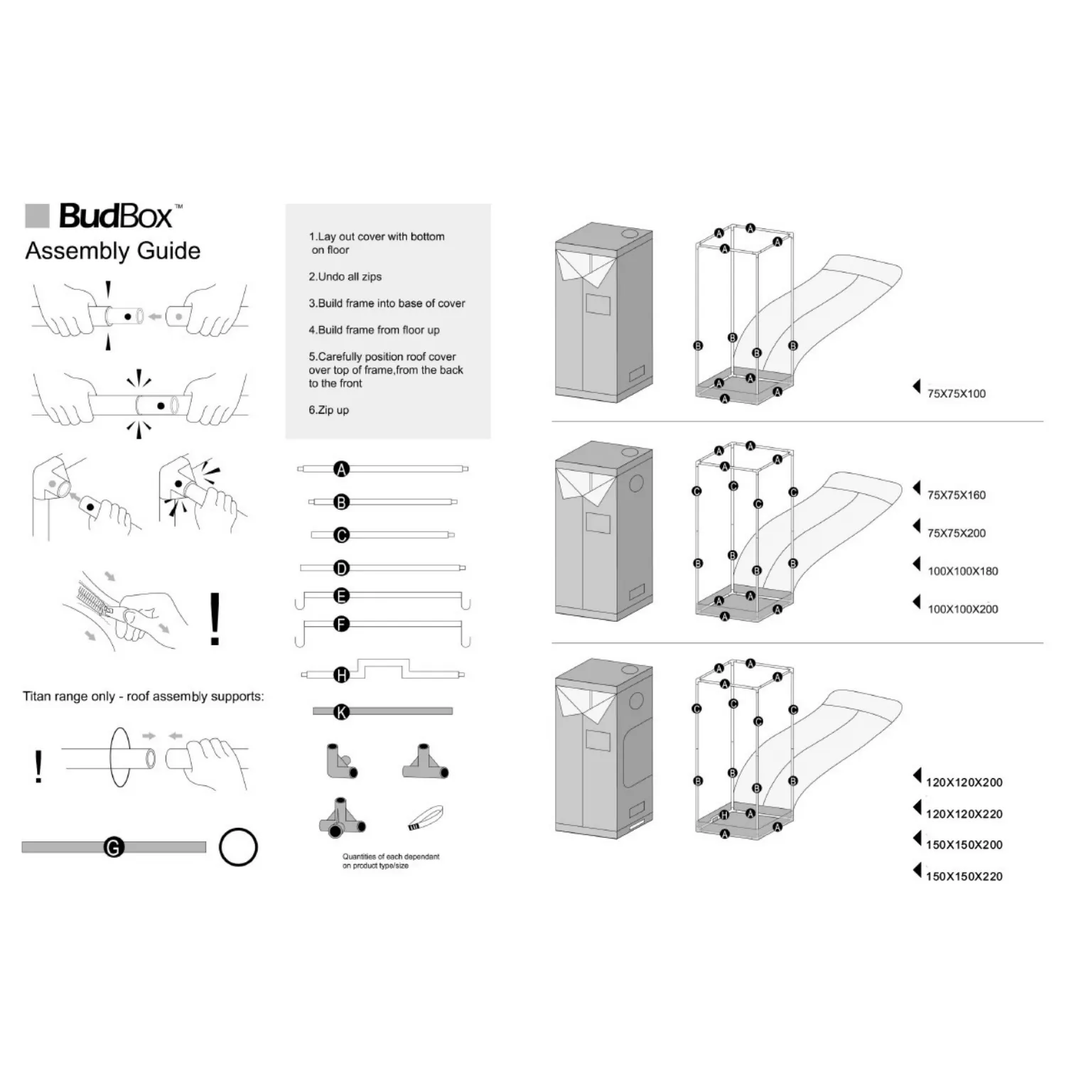 BudBox Pro Titan 1-HL White 200x200x220cm (6'6"x6'6"x7'4")