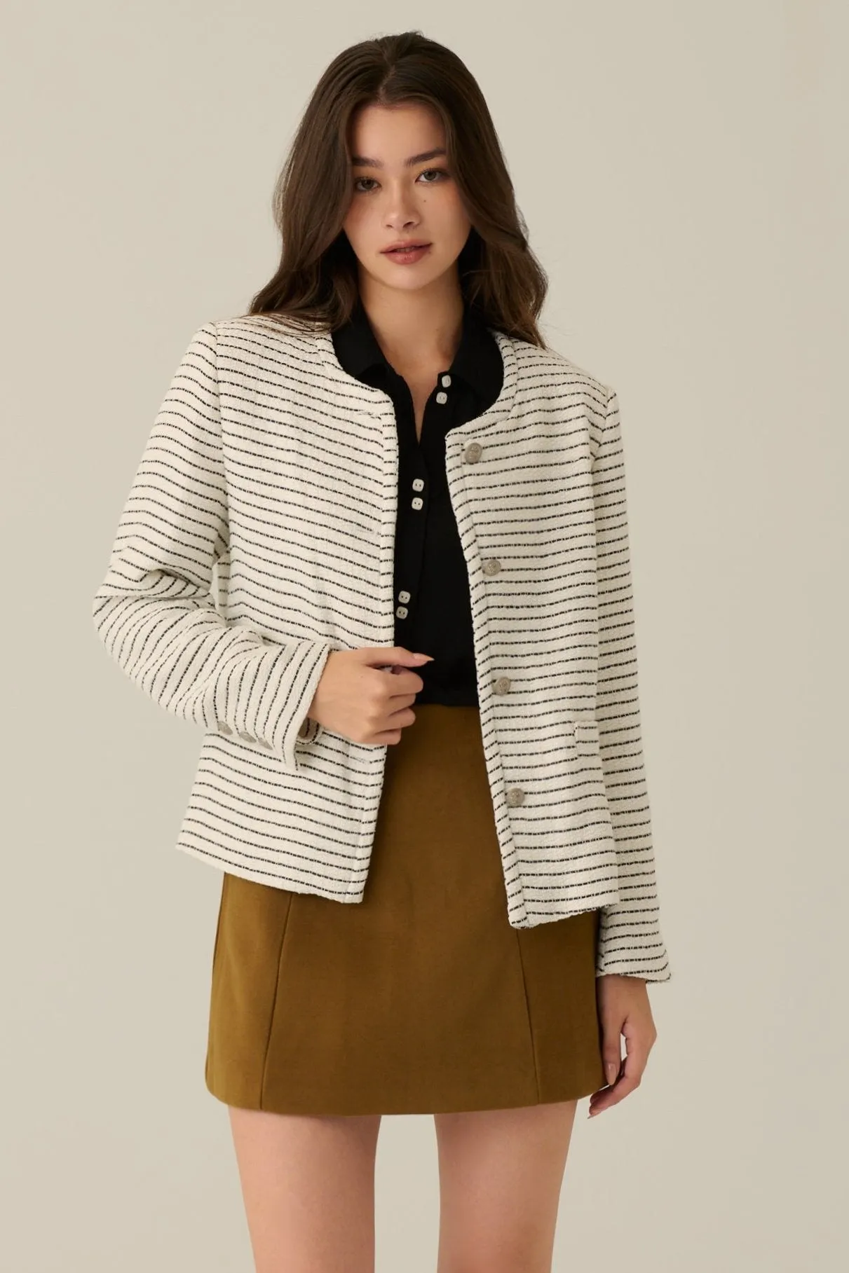 Counting stars stripes tweed jacket