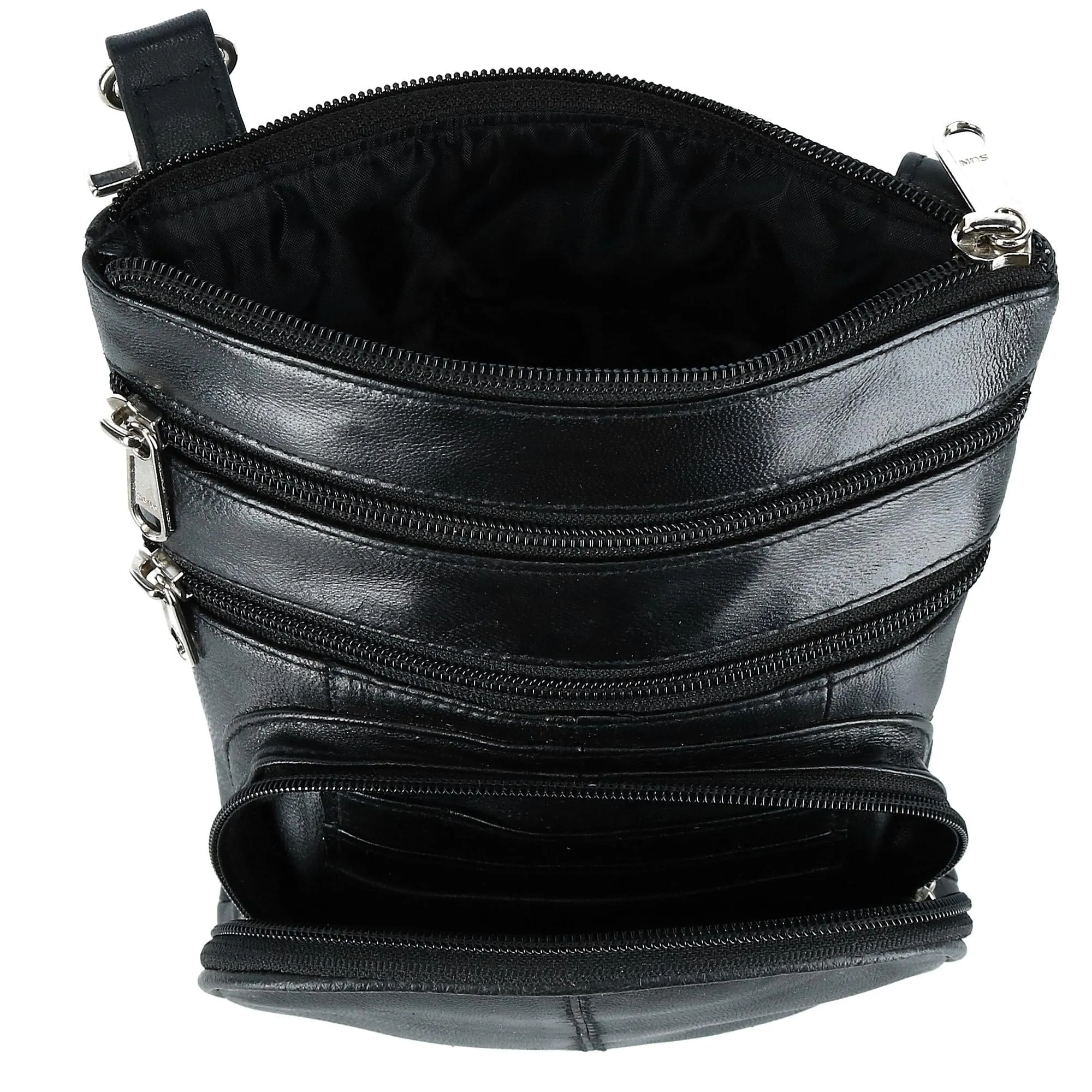 CTM® Leather Biker Hook Waist Belt Bag with Thigh Strap