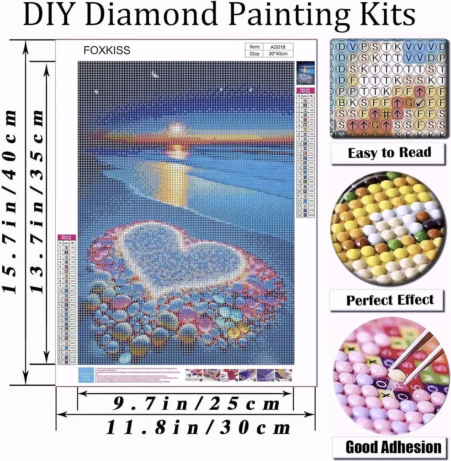 Diamond Art Painting Kits for Adults Heart Beach Full Drill Diamond Dots Round 5D Paint with Diamonds Pictures Gems