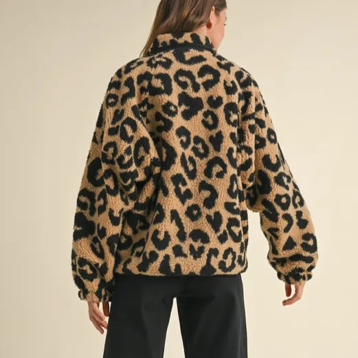 Leopard Pattern Sherpa Jacket