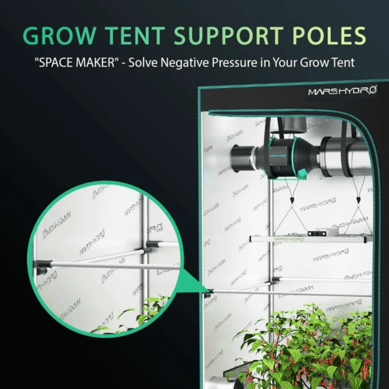 Mars Hydro High CFM Grow Tent Support Pole Kit 4' x 4'