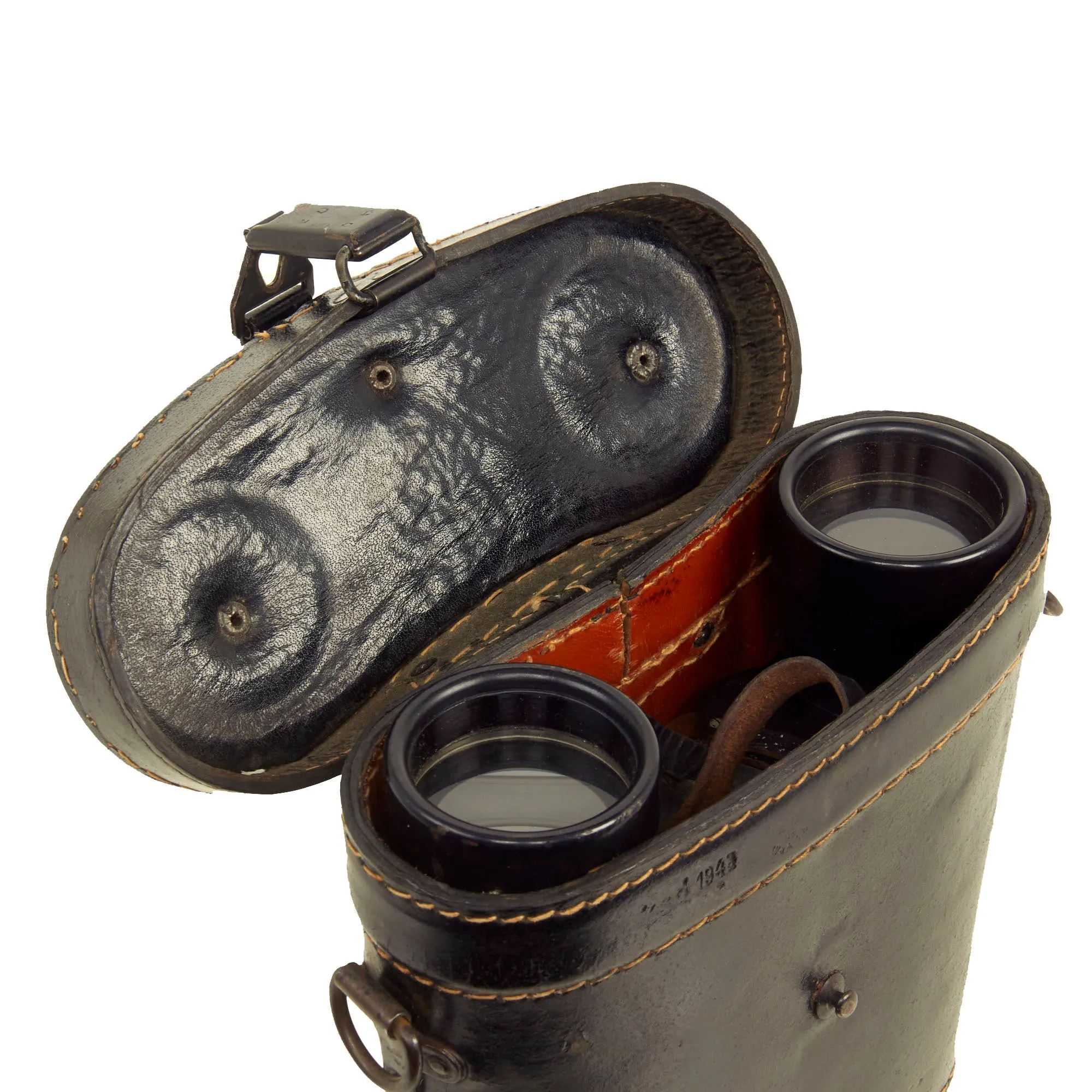 Original German WWII 10x50 Dienstglas Binoculars by Ernst Leitz (beh) with 1943 Dated Case