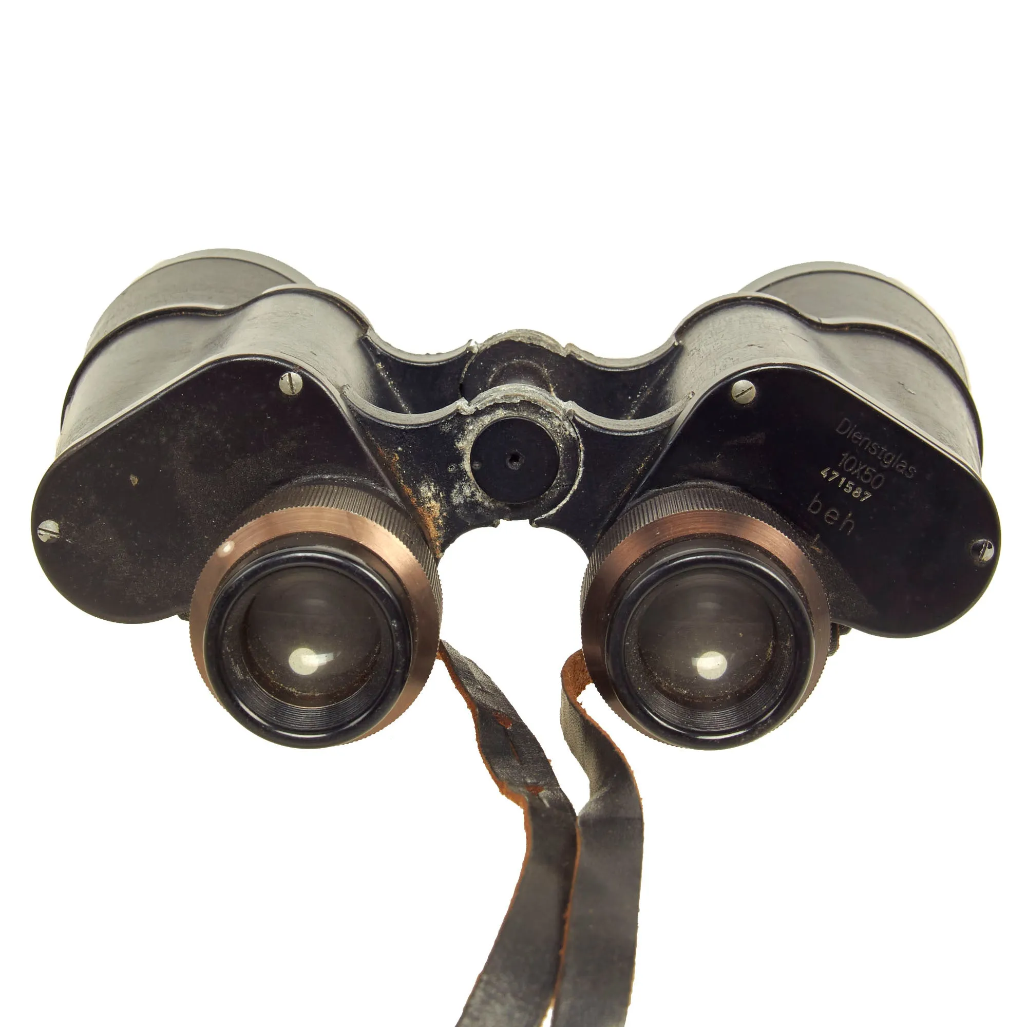 Original German WWII 10x50 Dienstglas Binoculars by Ernst Leitz (beh) with 1943 Dated Case