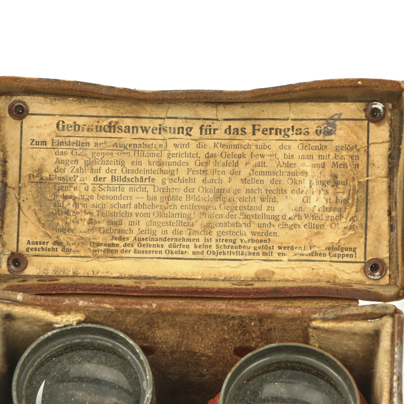 Original Imperial German WWI Fernglas 08 Binoculars by Rodenstock of München with Leather Case