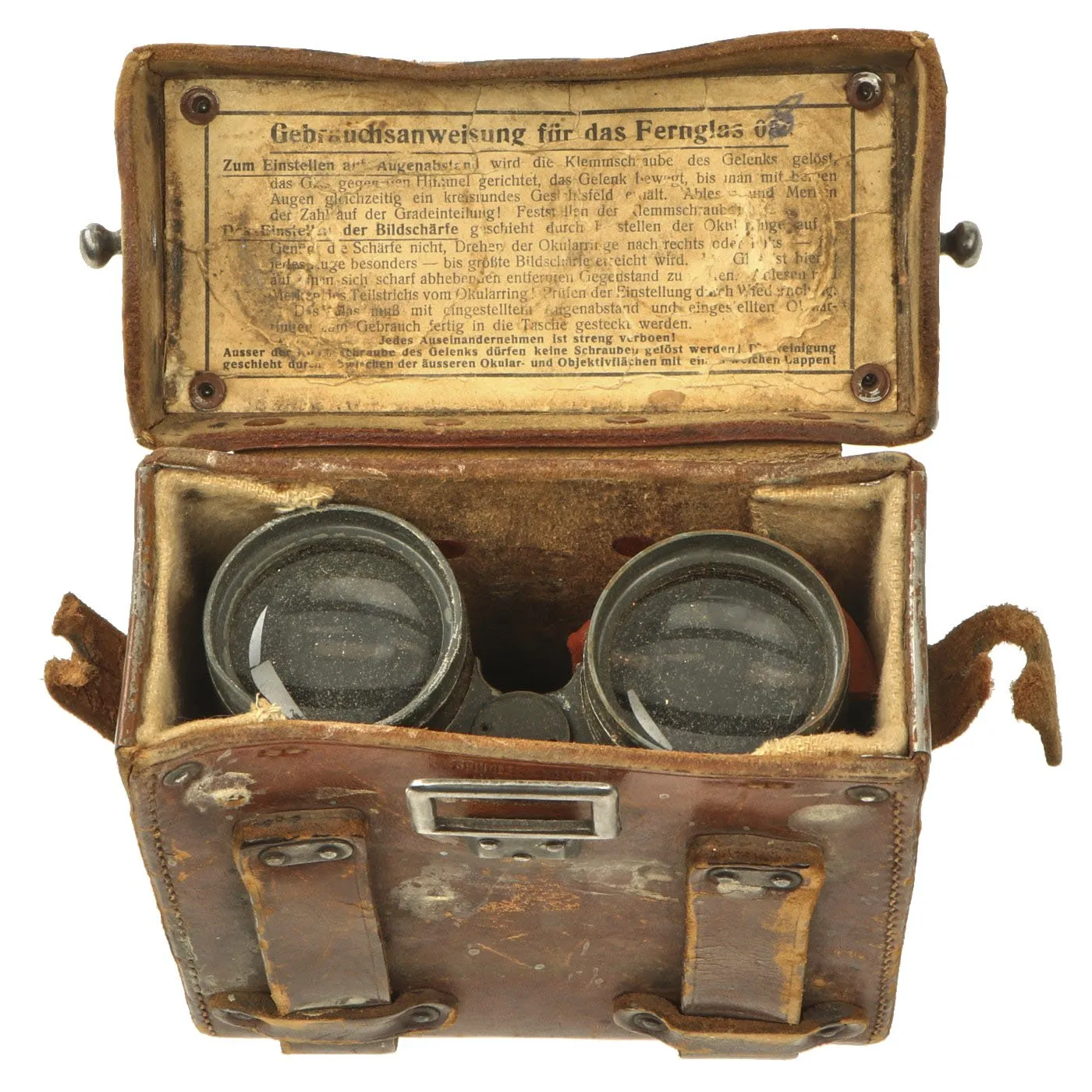 Original Imperial German WWI Fernglas 08 Binoculars by Rodenstock of München with Leather Case