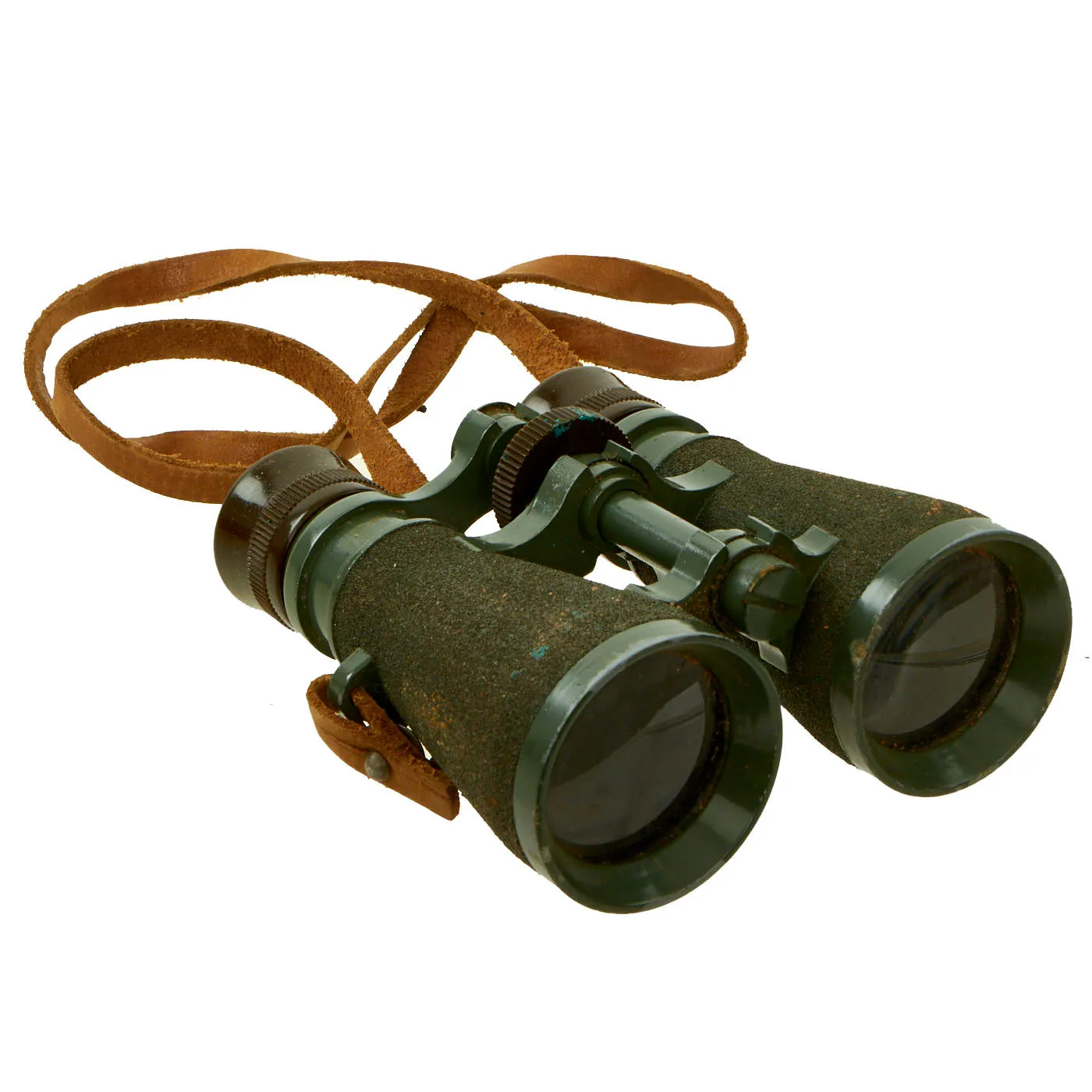 Original U.S. WWI US Army .08 Binoculars With Leather Neck Strap and Original Leather Case With Carry Strap - Unissued