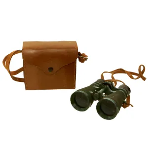 Original U.S. WWI US Army .08 Binoculars With Leather Neck Strap and Original Leather Case With Carry Strap - Unissued