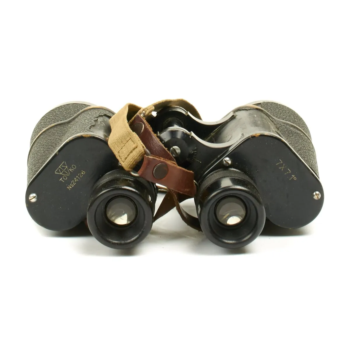 Original WWII Imperial Japanese 7x7.1 Binoculars by ToKo with Tropical Case and Neck Strap