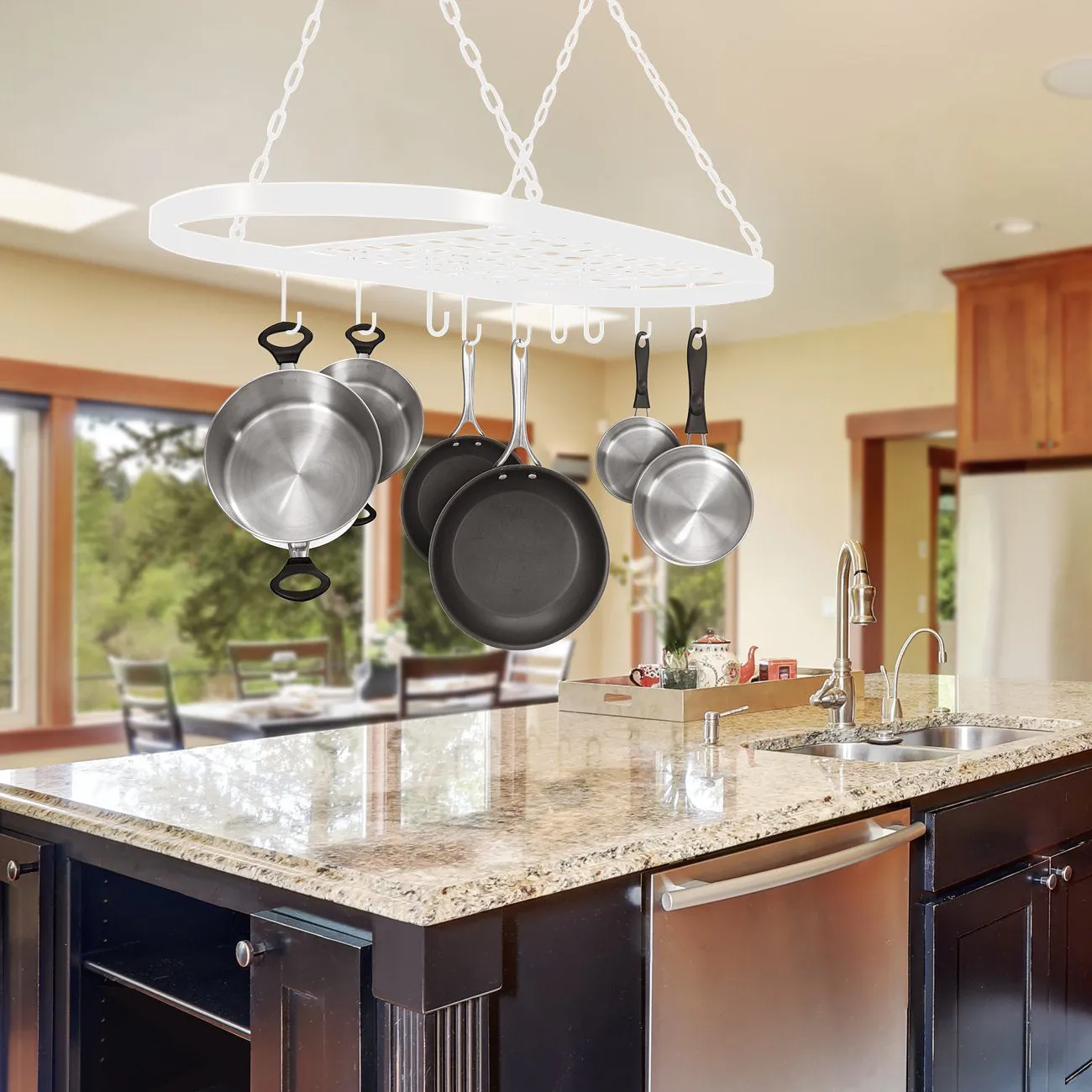 Pot Pan Ceiling Rack with Hooks