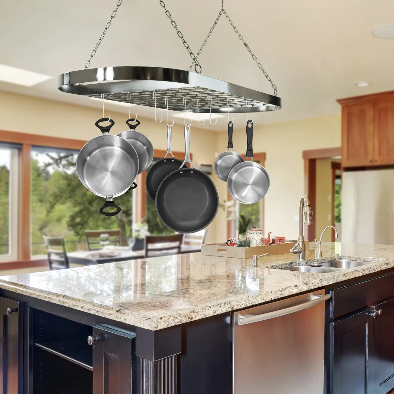 Pot Pan Ceiling Rack with Hooks