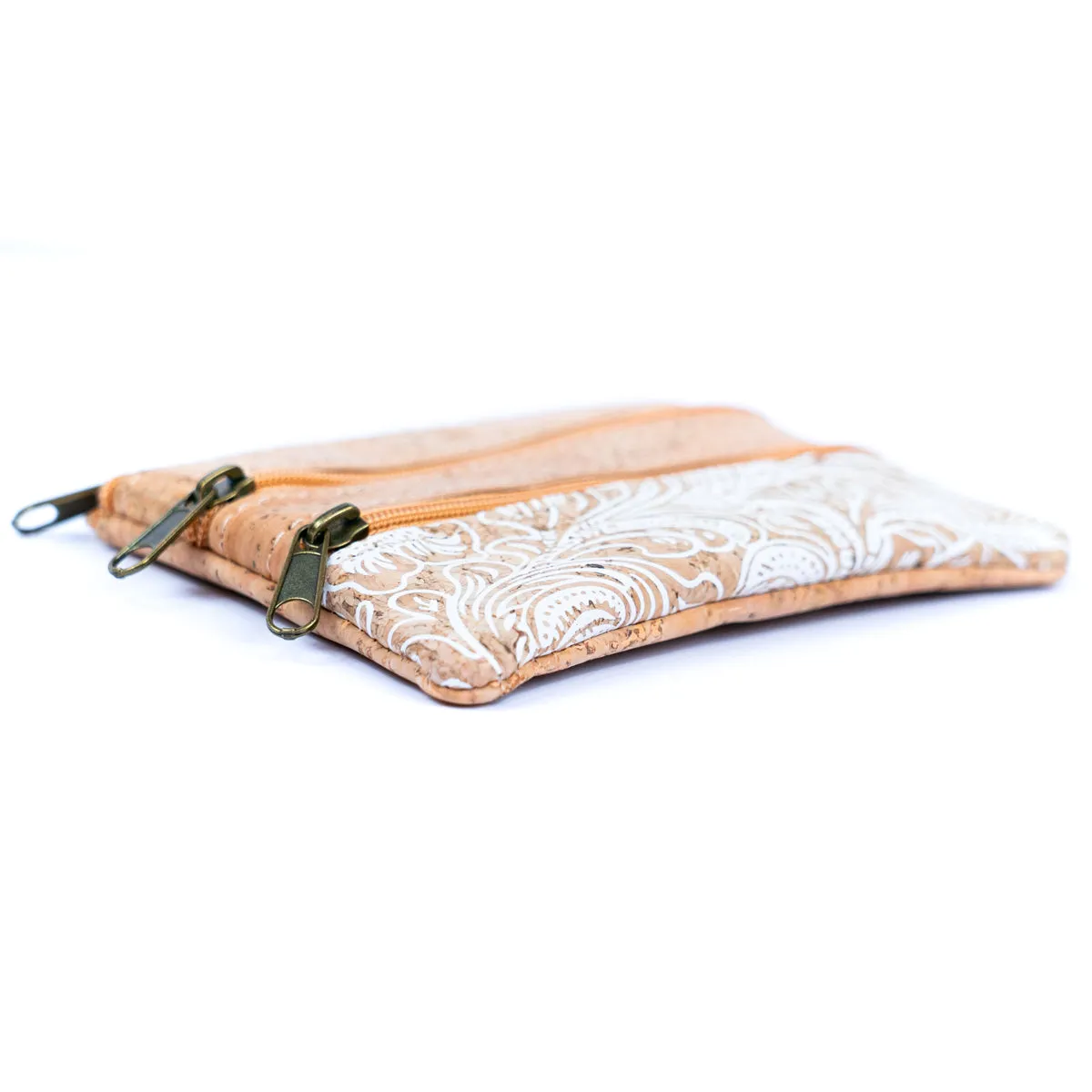 Printed Cork Mini Coin Purse with Three Zipper Pockets BAGP-038 (5units)