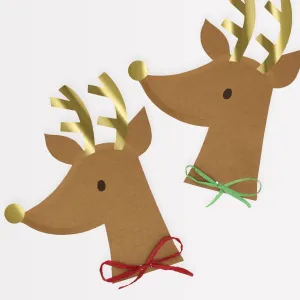 Set/8 Reindeer with Raffia Bow Plates