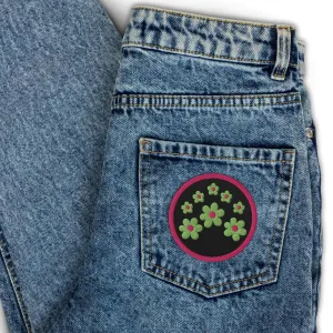 Sew On, Iron on Green Floral Embroidered Patches (For Jacket, Jeans, Clothes)