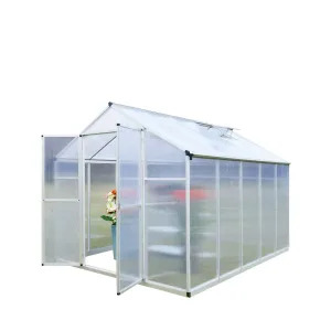 TMG Industrial 8' x 10' Aluminum Frame Greenhouse w/4 mm Twin Wall Polycarbonate Panels, UV Protected Panels, TMG-GH810