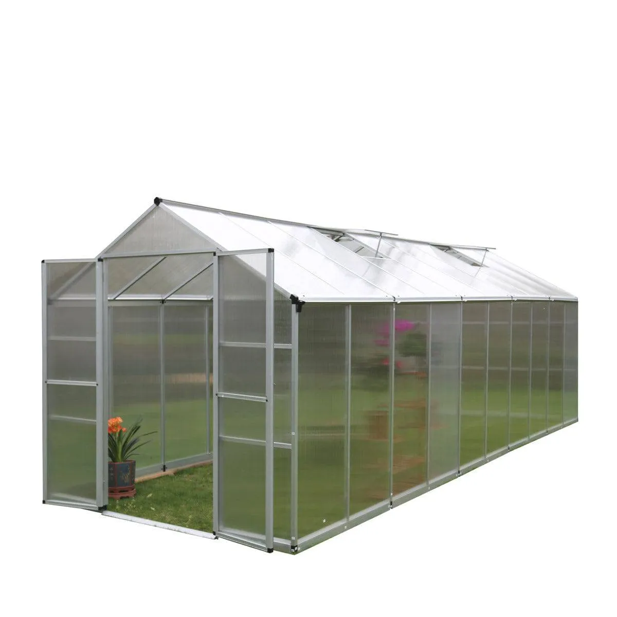 TMG Industrial 8' x 20' Aluminum Frame Greenhouse w/4 mm Twin Wall Polycarbonate Panels, UV Protected Panels, TMG-GH820