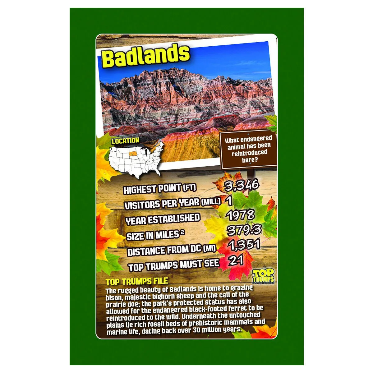 Top Trumps Card Game National Parks