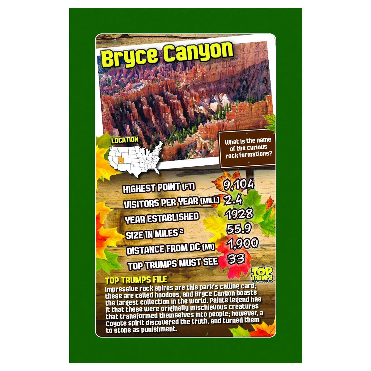 Top Trumps Card Game National Parks