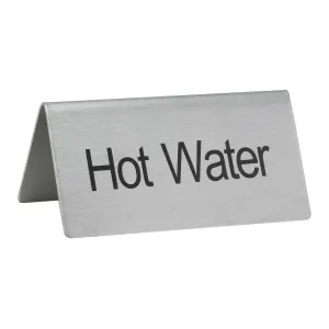 Winco SGN-104 Tent Sign, "Hot Water", Stainless Steel