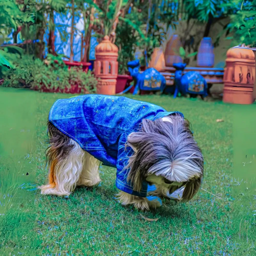 Woofiezz Denim Dapper Shirt for Dogs and Cats (Blue)