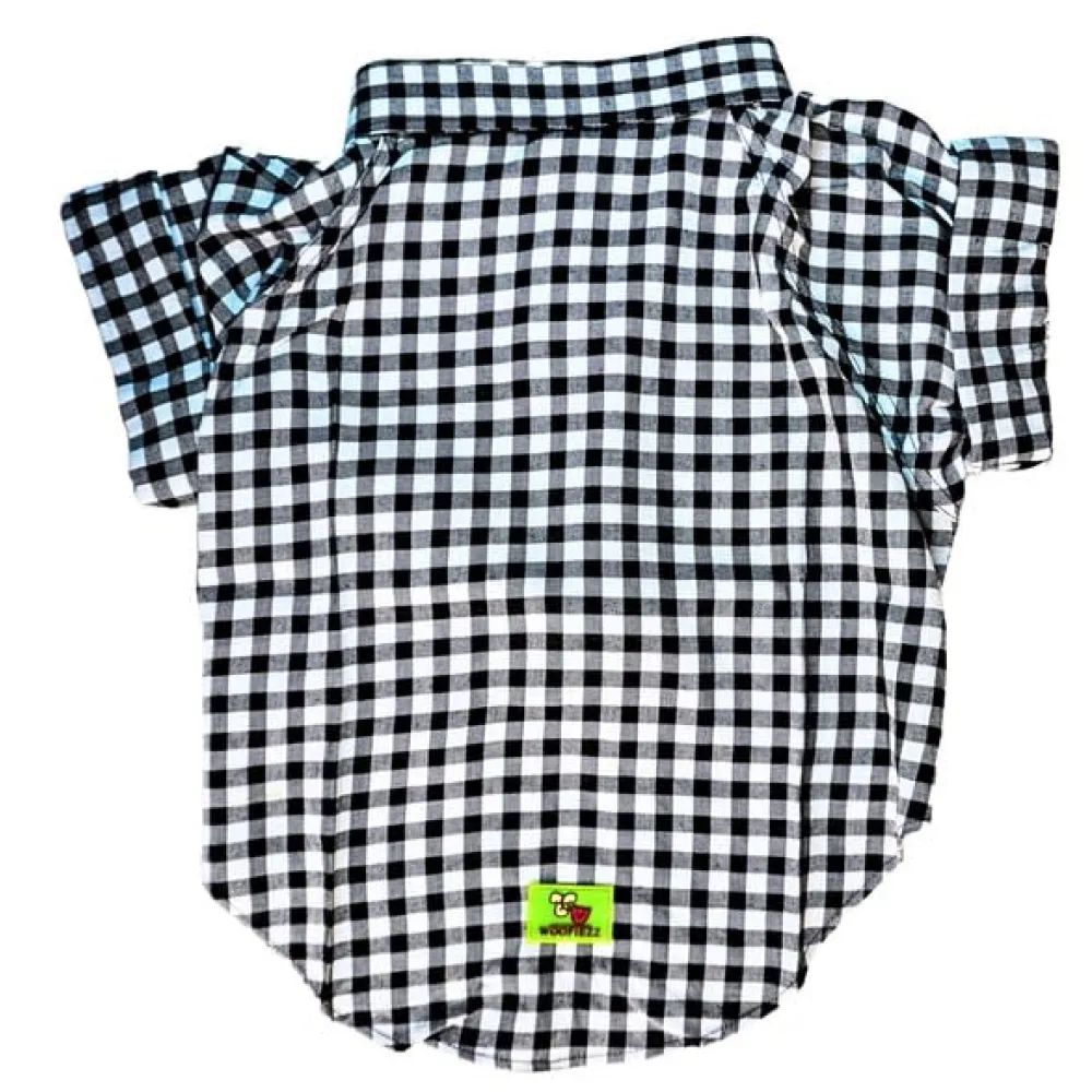 Woofiezz Monochrome Check Classic Shirt for Dogs and Cats (Black/White)