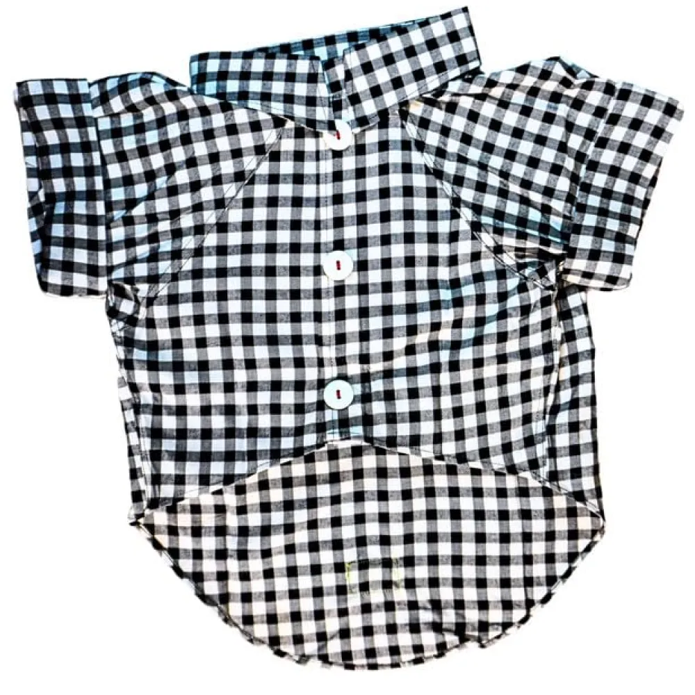 Woofiezz Monochrome Check Classic Shirt for Dogs and Cats (Black/White)